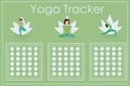Vector illustration with a calendar of daily yoga and meditation classes. Royalty Free Stock Photo